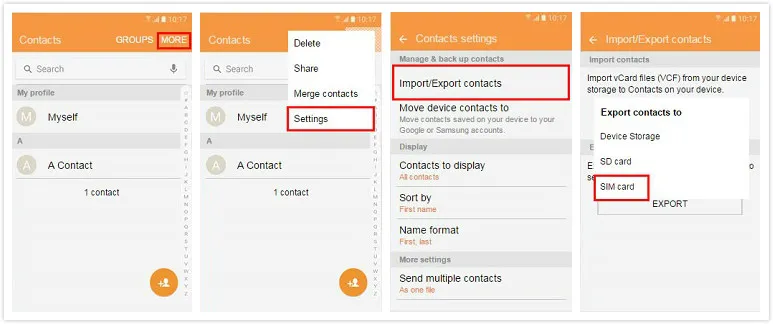 Export Contacts from Android