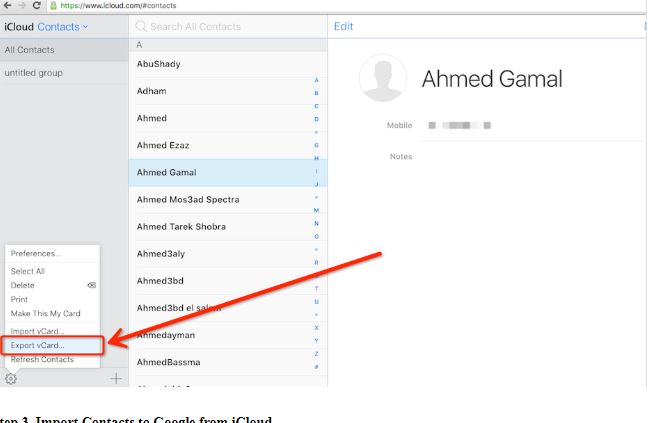 Export Contacts from iCloud