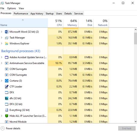 windows 10 task manager