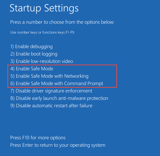 Windows 10 Startup Settings