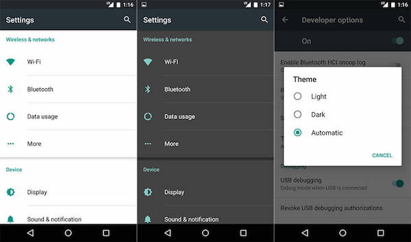 android themes settings