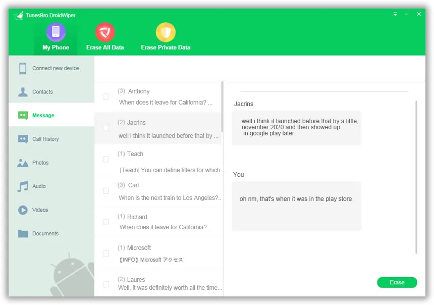 Private Daten löschen