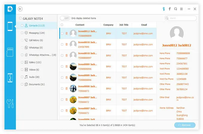 Vorschau gelöschter Kontakte