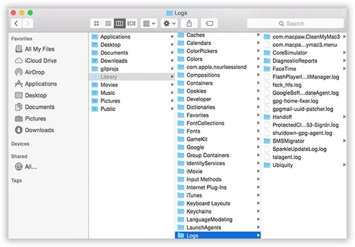 Protokolldateien auf dem Mac entfernen