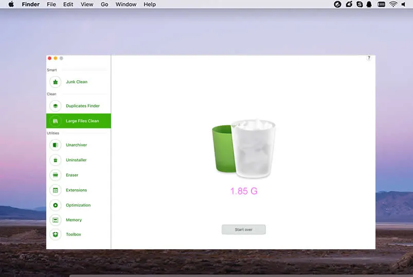 Scannen und Beginnen mit dem Entfernen großer Dateien