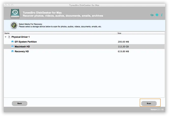 Laufwerk und Dateityp auswählen