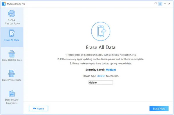 Löschen aller Inhalte und Einstellungen