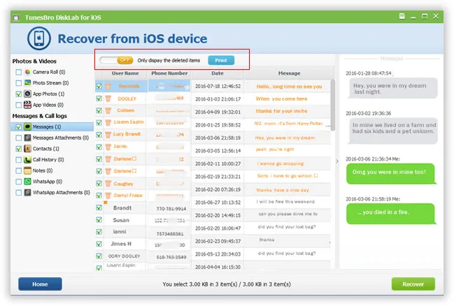 Wählen Sie Ihre Nachrichten selektiv wiederher