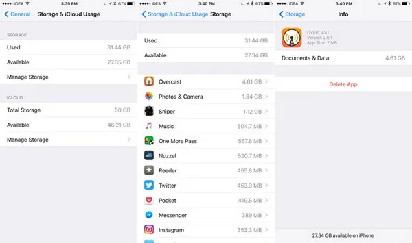 iPhone-Speichereinstellungen