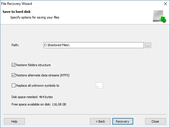 Wiederhergestellte Dateien wiederherstellen