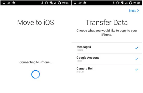 Move to iOS App auf Android