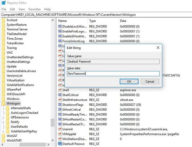 Benutzername und Passwort suchen