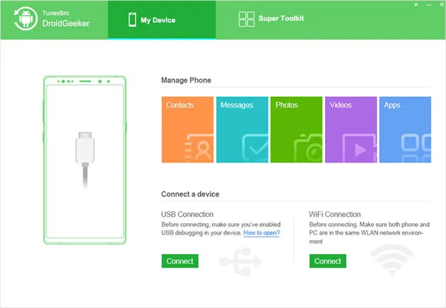 Inicio de Android Manager