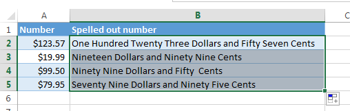Números deletreados a dólares y centavos