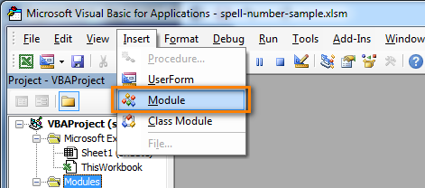Editor de Excel Visual Basic - insertar módulo
