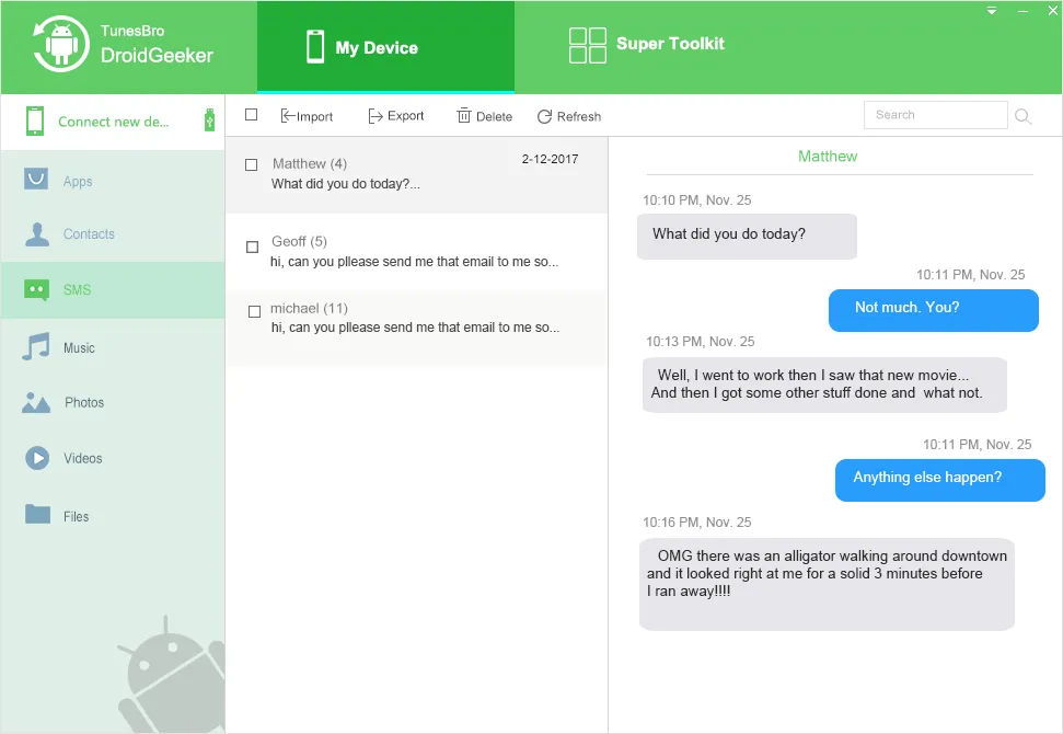 sauvegarde des SMS Android