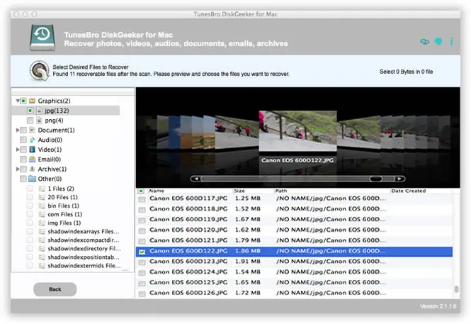 analyser les fichiers supprimés avec TunesBro DiskGeeker pour mac 