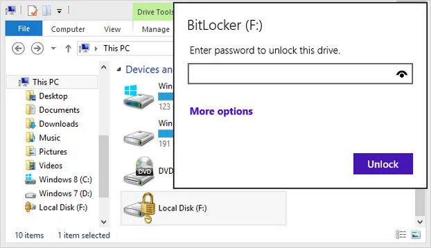 Déverrouiller le lecteur Bitlocker