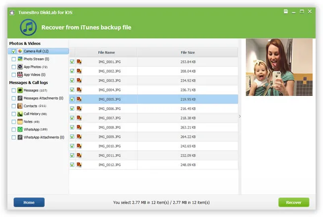 accueil de récupération de données iPhone