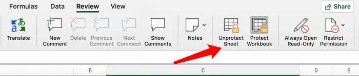 Déprotéger la feuille sur Excel