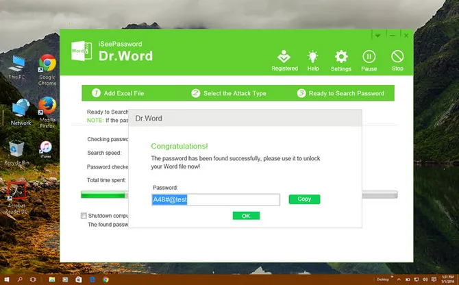 Succès de récupération de mot de passe Excel TunesBro