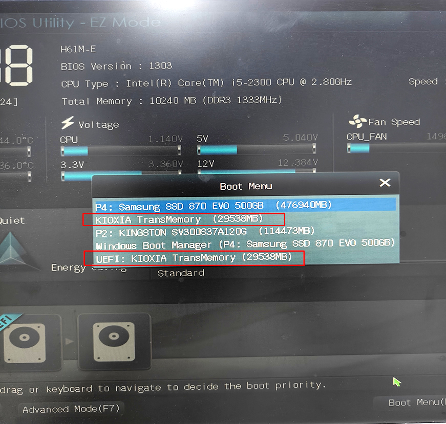 insérer le lecteur USB