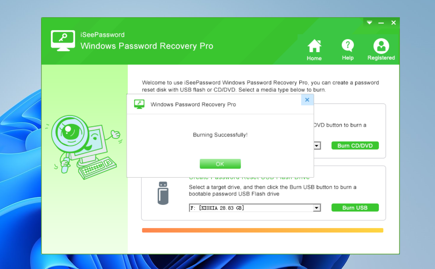 commencer à graver un disque de réinitialisation de mot de passe