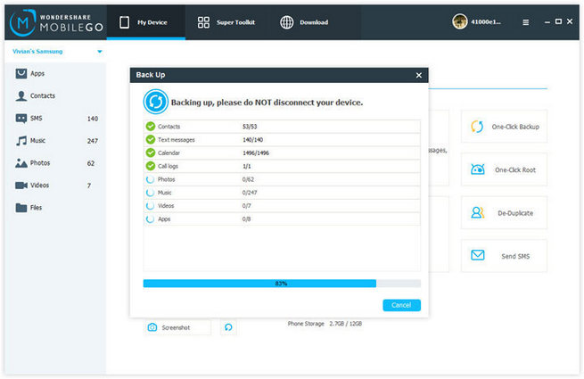 android manager backup in progress