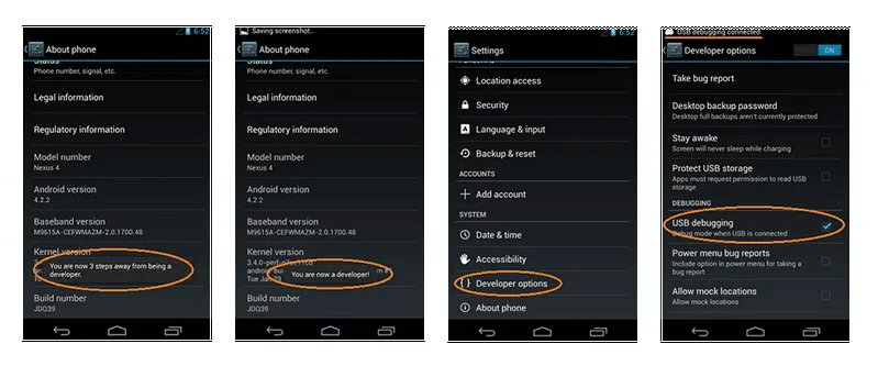  USB debugging on Android 4.2