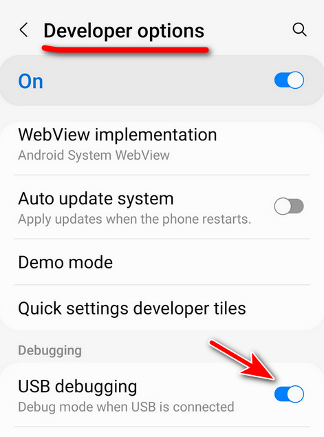  enable USB debugging on Android