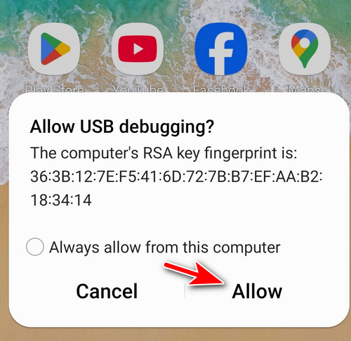 enable USB debugging on Android