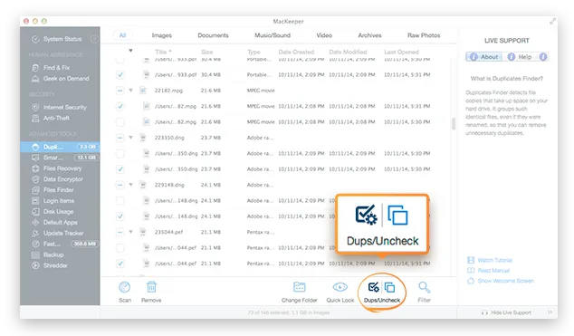Mackeeper Duplicate File Finder