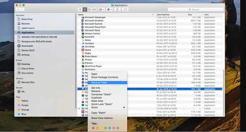 delete app on mac