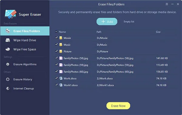 Select data erasing method