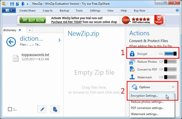 Add Password to ZIP File WinZip