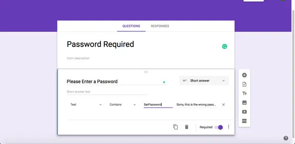 Google Form Password Protection