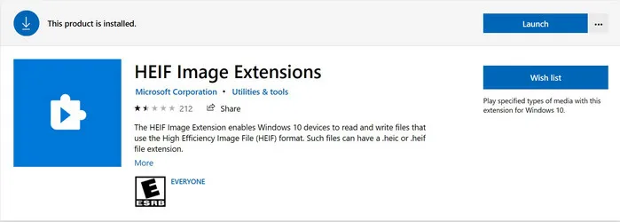 Windows 10 HEIF Image Extension