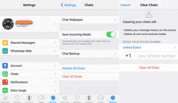 clear all chats on iPhone