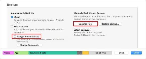 encrypt iphone backup