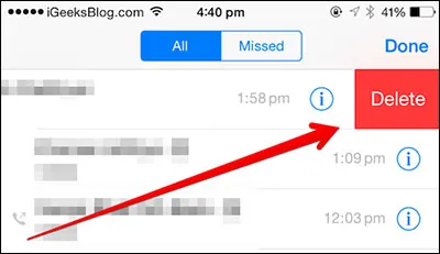 Delete Call History on iPhone