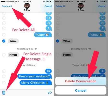 delete iMessage conversation on iPhone