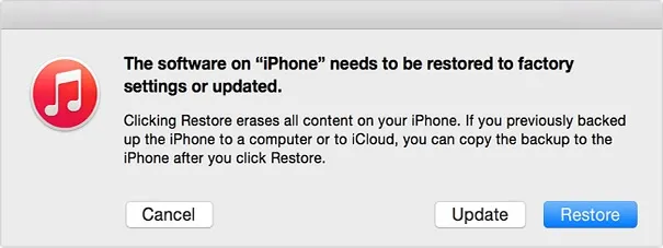 restore from iTunes