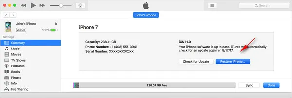 Restore iPhone from iTunes