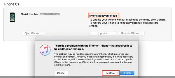 Restore iPhone in Recovery Mode