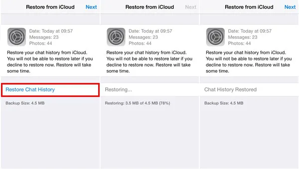 whatsapp backup iCloud