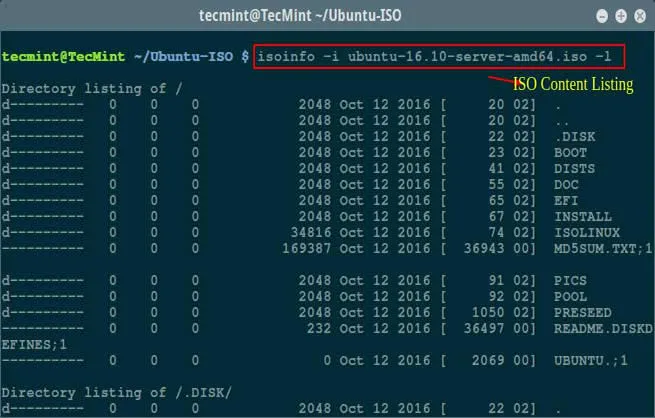 isoinfo Command in Linux 
