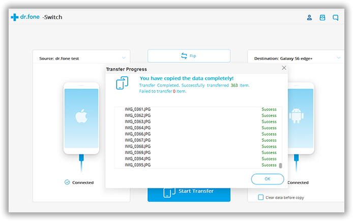 android to iphone start copy