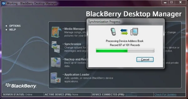 Blackberry Desktop Manager