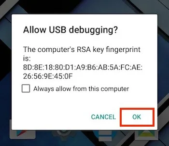 allow usb debugging