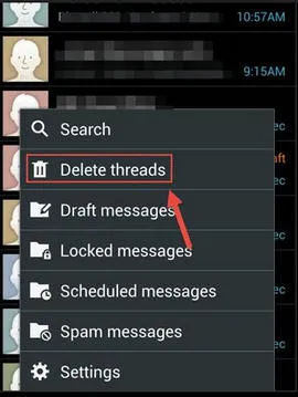 delete messages from android
